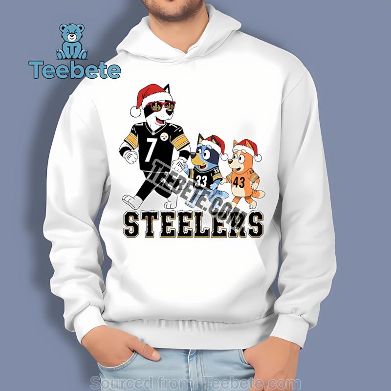 Pittsburgh SHoodielers Bluey Family Santa Hat Christmas Parade Shirt Pittsburgh SHoodielers Bluey Family Santa Hat Christmas Parade Shirt