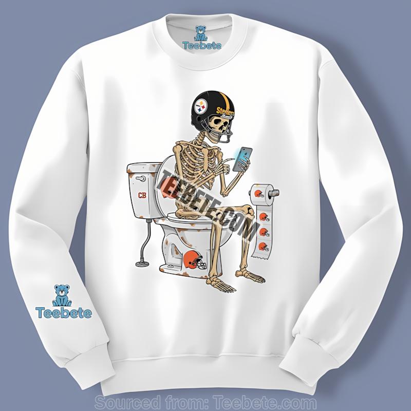 Pittsburgh SLong Sleevelers Skeleton Toilet Cleveland Browns Rivalry Shirt Pittsburgh SLong Sleevelers Skeleton Toilet Cleveland Browns Rivalry Shirt