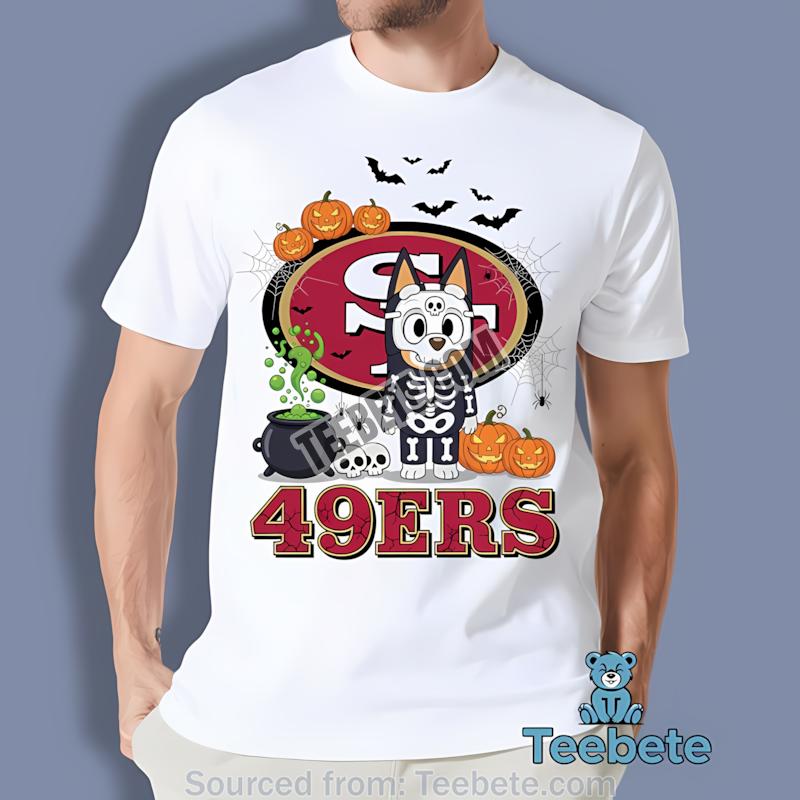 San Francisco 49Ers Bluey And Bingo Christmas Heart Shirt