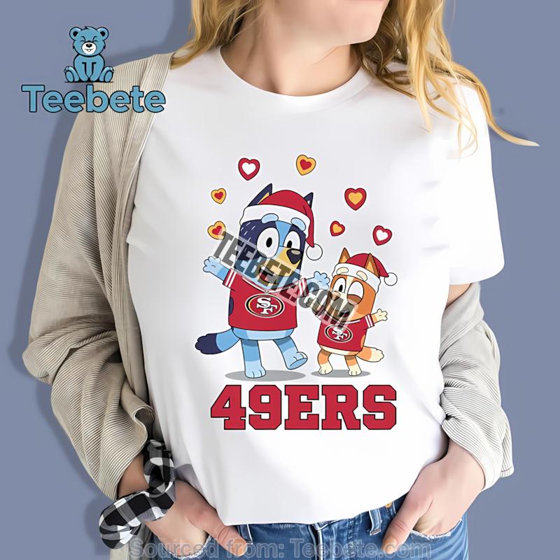 San Francisco 49Ers Bluey And Bingo Christmas Heart Shirt