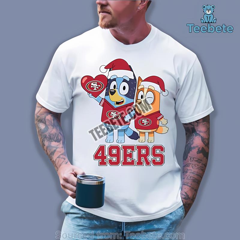 San Francisco 49Ers Bluey And Bingo Christmas Heart Shirt