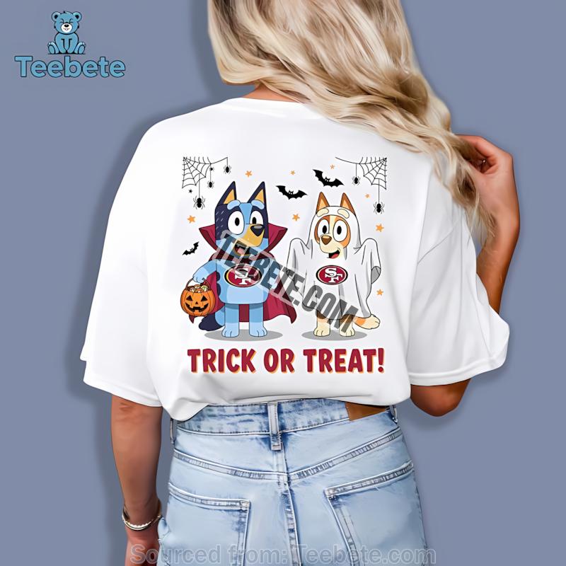 San Francisco 49Ers Bluey Bingo Trick Or Treat Halloween Shirt