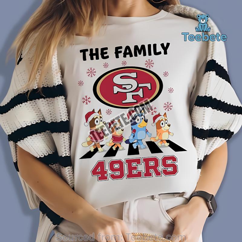 San Francisco 49Ers Bluey Family Christmas Snowflake Shirt