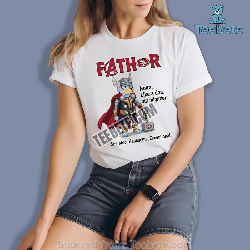 San Francisco 49Ers Bluey Family Santa Hat Christmas Parade Shirt