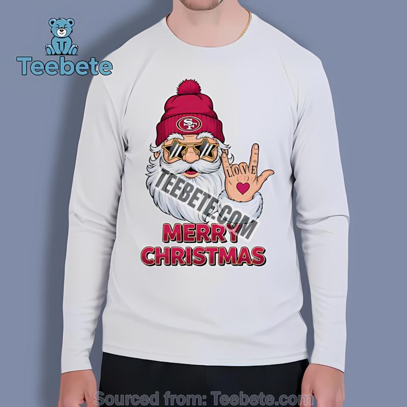 San Francisco 49Ers Rock Santa Merry Christmas Long Sleeve San Francisco 49Ers Rock Santa Merry Christmas Long Sleeve