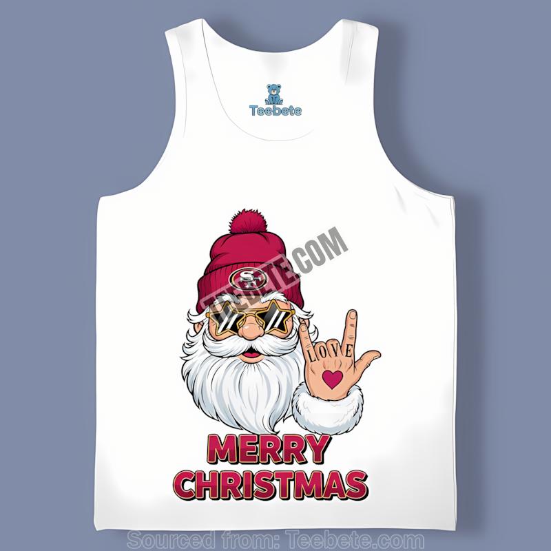 San Francisco 49Ers Rock Santa Merry Christmas Tanktop San Francisco 49Ers Rock Santa Merry Christmas Tanktop