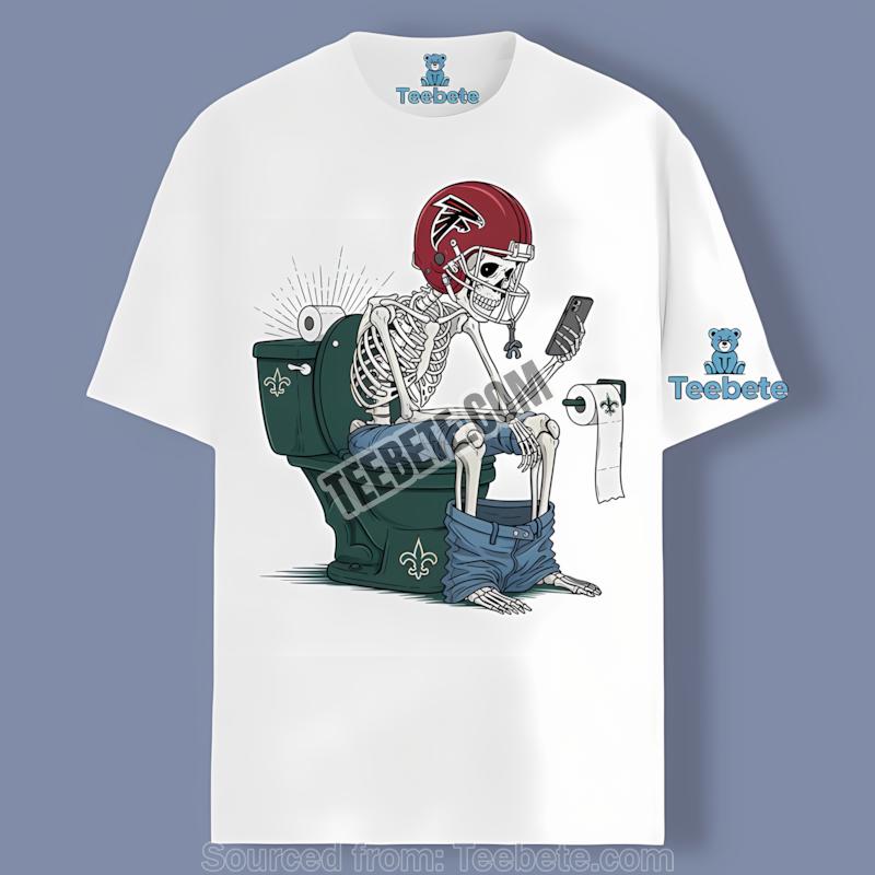 Skeleton On Saints Toilet Falcons Rivalry Tshirt