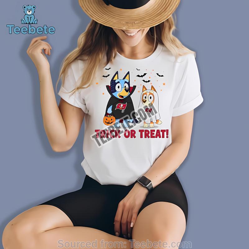 Tampa Bay Buccaneers Bluey Bingo Trick Or Treat Halloween Shirt
