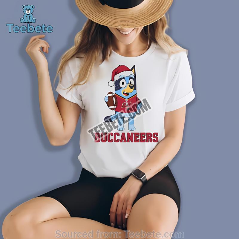 Tampa Bay Buccaneers Bluey Christmas Santa Hat Shirt