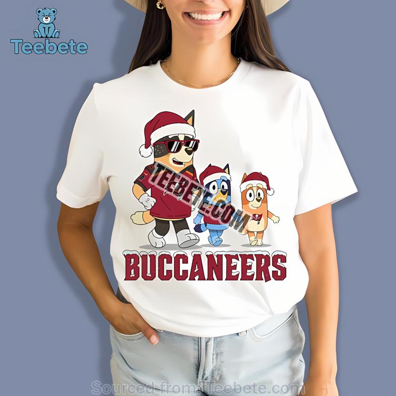 Tampa Bay Buccaneers Bluey Family Santa Hat Christmas Parade Shirt