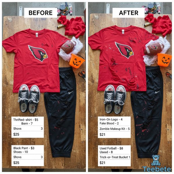 Affordable DIY Arizona Cardinals Halloween Costume Made From Thrift Store Items