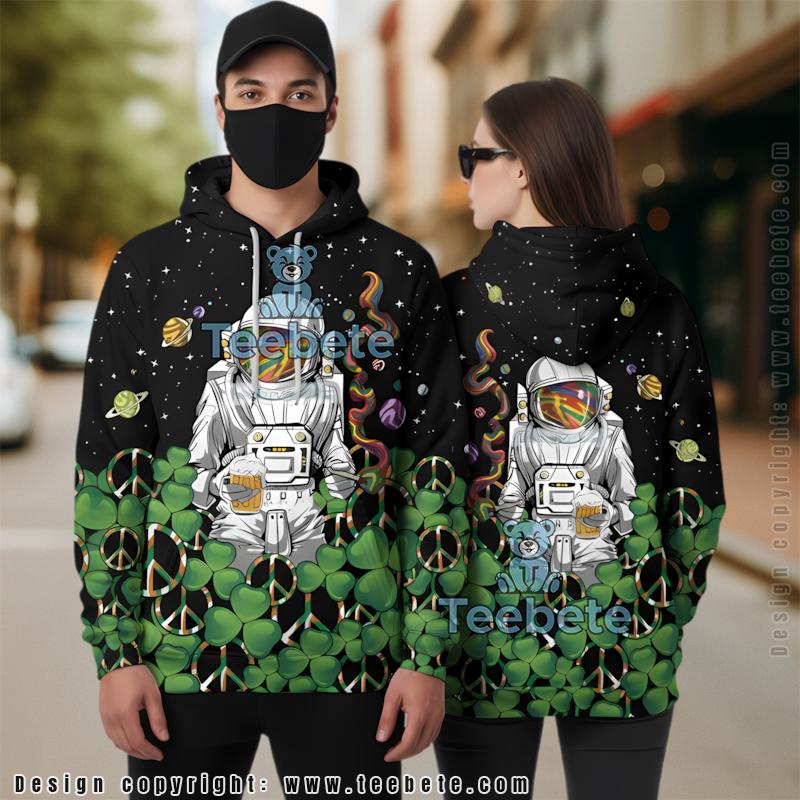 Baby Groot Shamrock St Patrick Day 3D Hoodie Green Womens