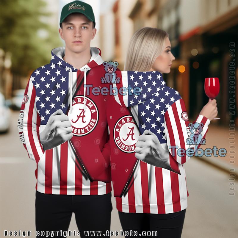 Atlanta Braves America Flag 3D Hoodie Pullover Red Unisex