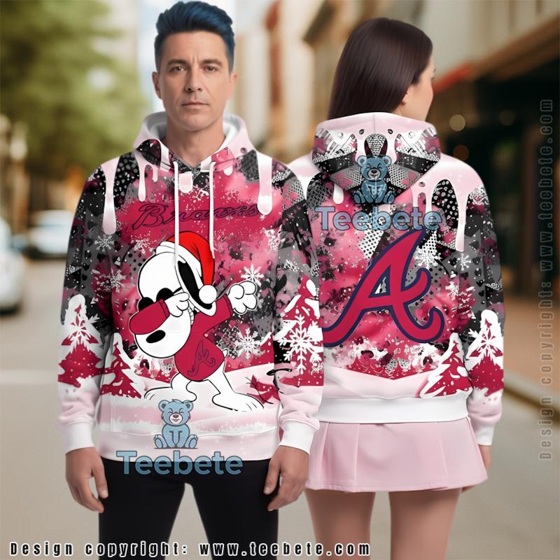 Atlanta Braves Dabbing Snoopy 3D Zip Up Hoodie Red Unisex