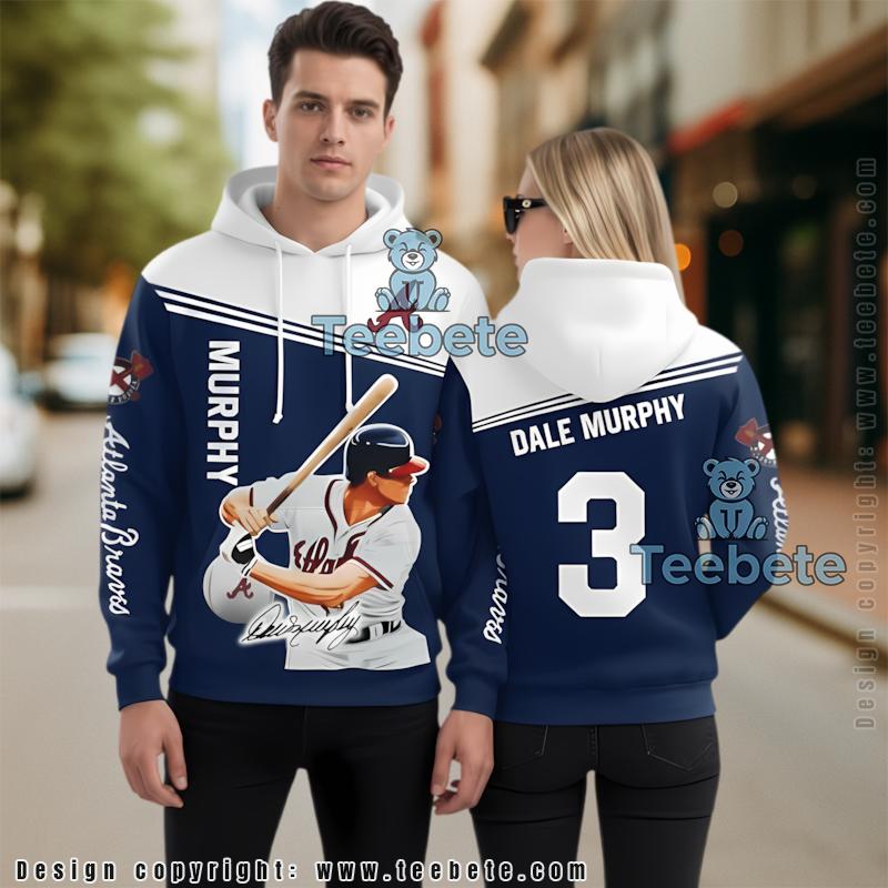 Atlanta Braves Dale Murphy Player 3D Hoodie Blue Mens
