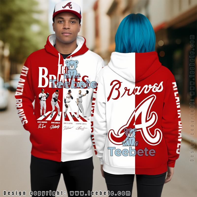 Atlanta Braves Legend Team 3D Hoodie White Red Unisex
