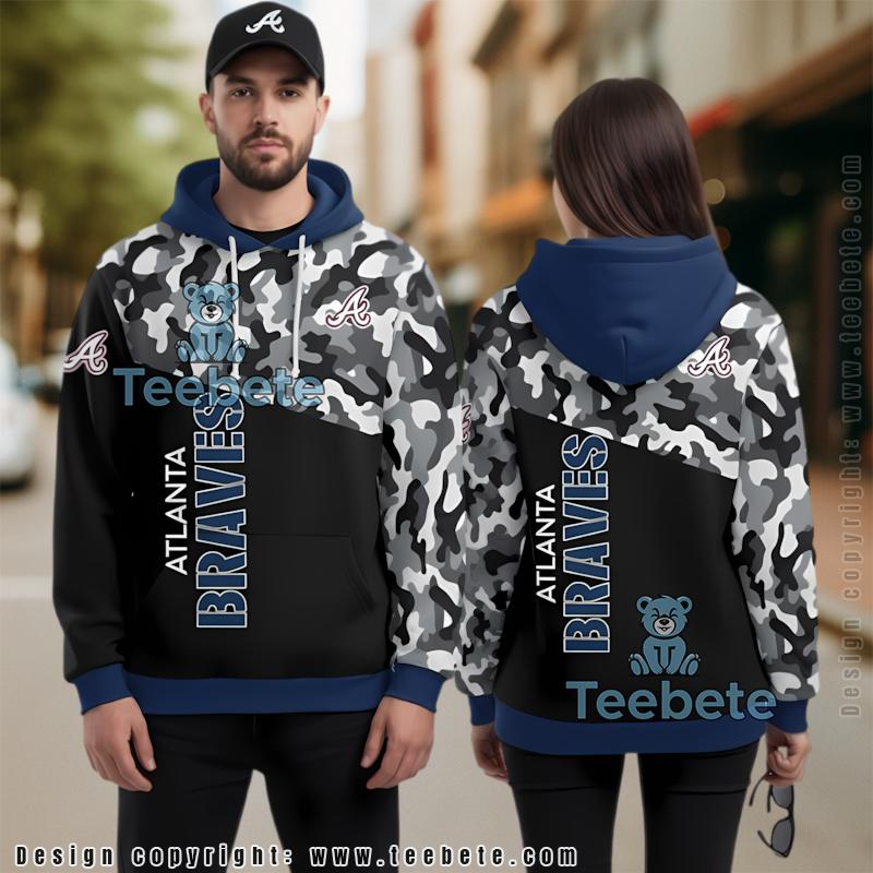 Atlanta Braves Military Pattern 3D Hoodie Black Unisex