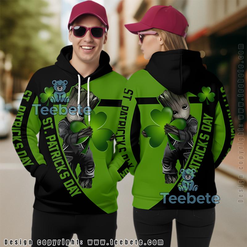 Houston Texans Baby Yoda St Patrick Day 3D Hoodie Green Mens