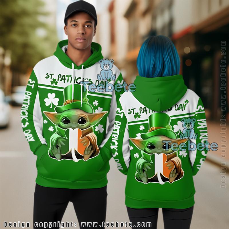 Houston Texans Baby Yoda St Patrick Day 3D Hoodie Green Mens