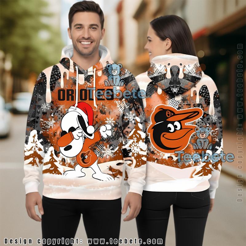 Baltimore Orioles Snoopy Dancing 3D Hoodie Orange Novelty
