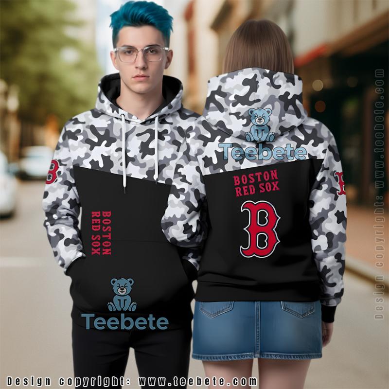 Boston Red Sox Camo 3D Hoodie Black Pullover
