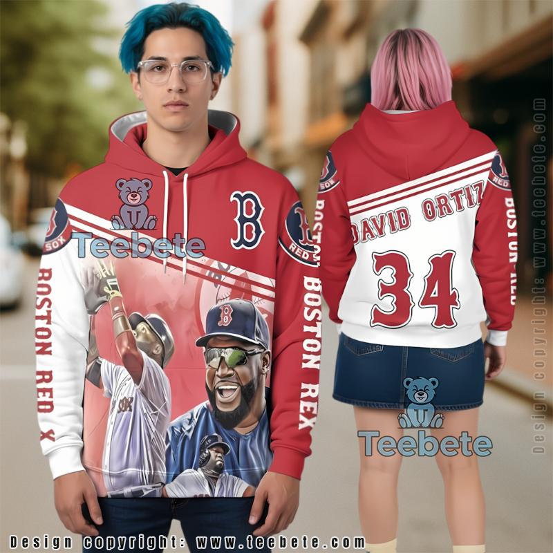 Boston Red Sox David Ortiz Player 3D Hoodie Red Graphic