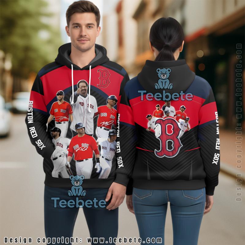 Boston Red Sox Player Signature 3D Zip Up Hoodie Red Black Unisex