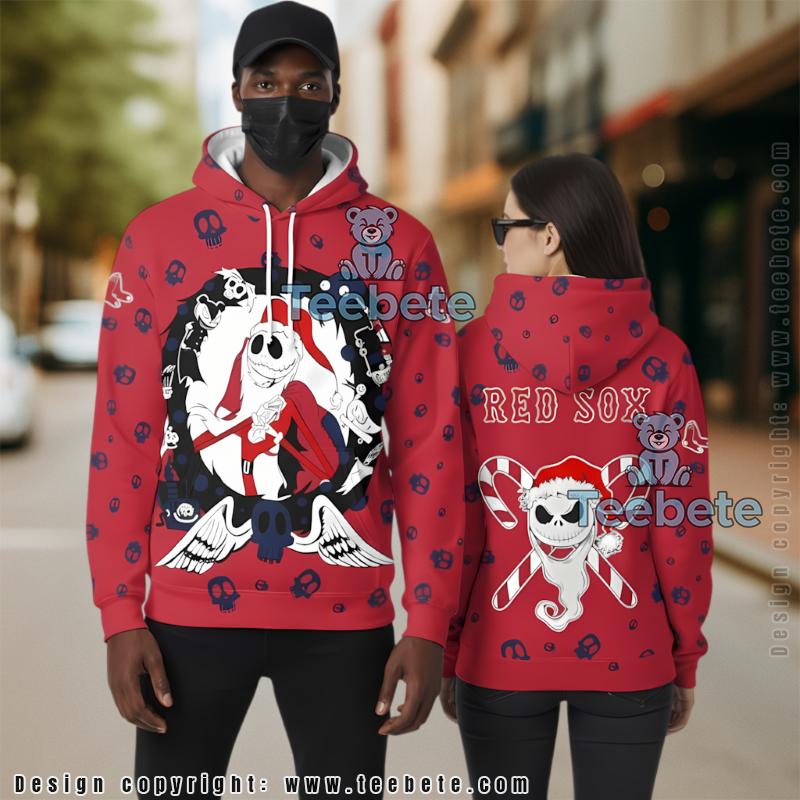 Boston Red Sox Vs Santa Jack Skellington 3D Hoodie Red Mens