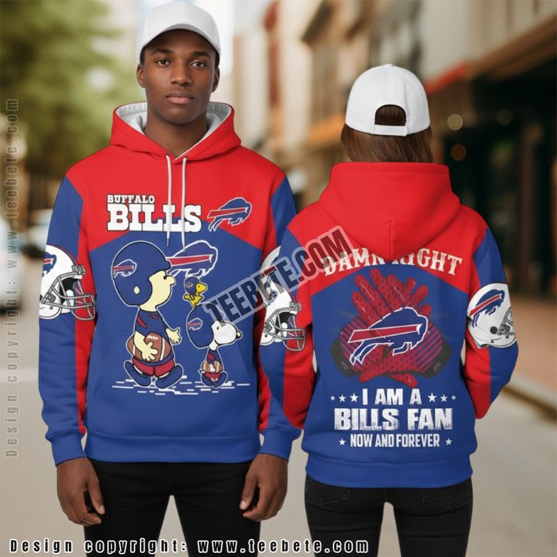 Buffalo Bills Snoopy Woodstock 3D Hoodie For Sale Red Blue