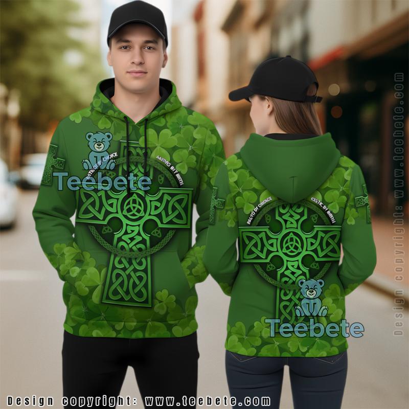 Celtic Cross Lucky Shamrock St Patrick 3D Hoodie Green Jacket