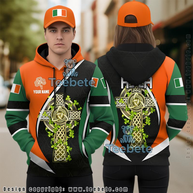 Celtic Cross Personalized St Patrick Day 3D Hoodie Green Art