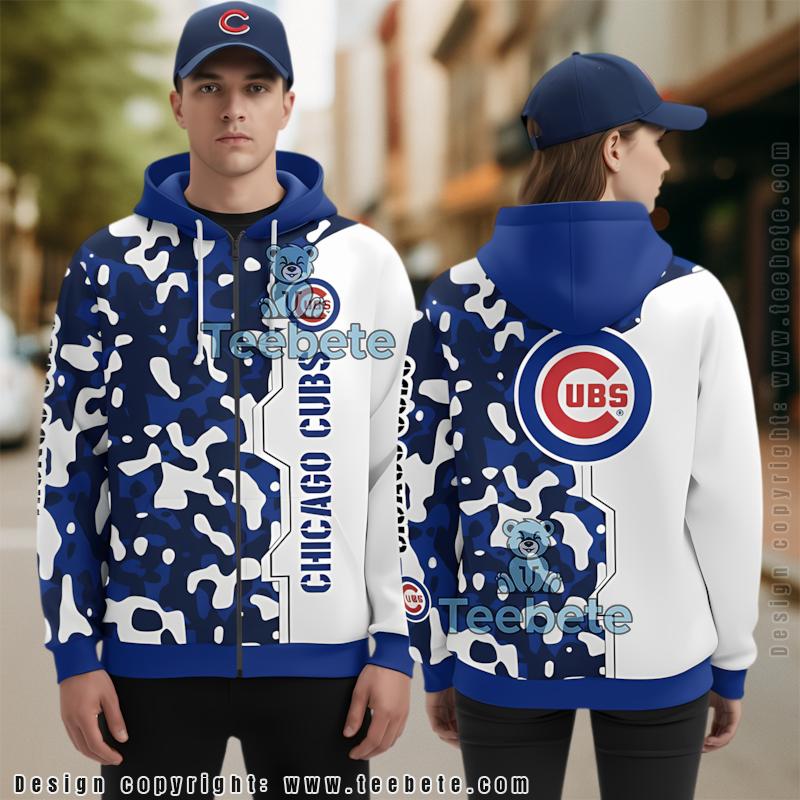 Chicago Cubs Bold Street Fanwear 3D Zip Up Hoodie Blue Unisex