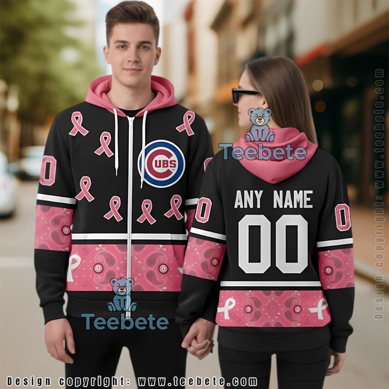 Chicago Cubs Breathable Fabric 3D Hoodie Zipper Blue White Unisex