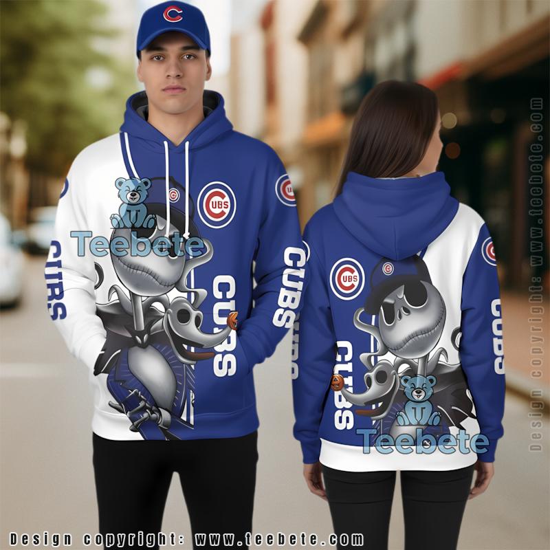Chicago Cubs Jack Skellington And Zero 3D Hoodie Blue Unisex