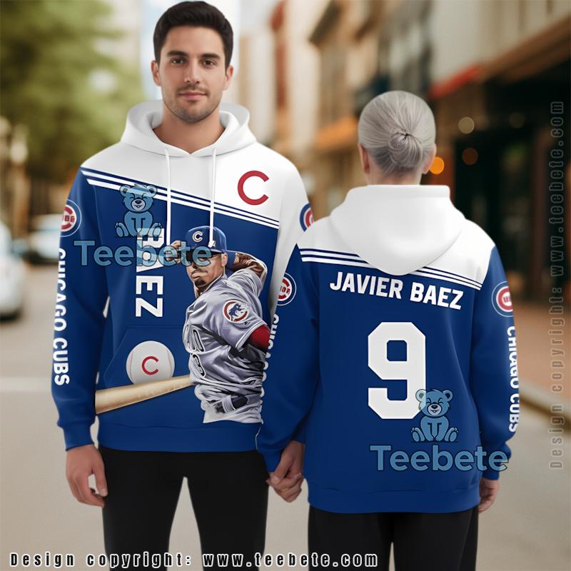 Chicago Cubs Javier Baez Player 3D Hoodie Blue Mens