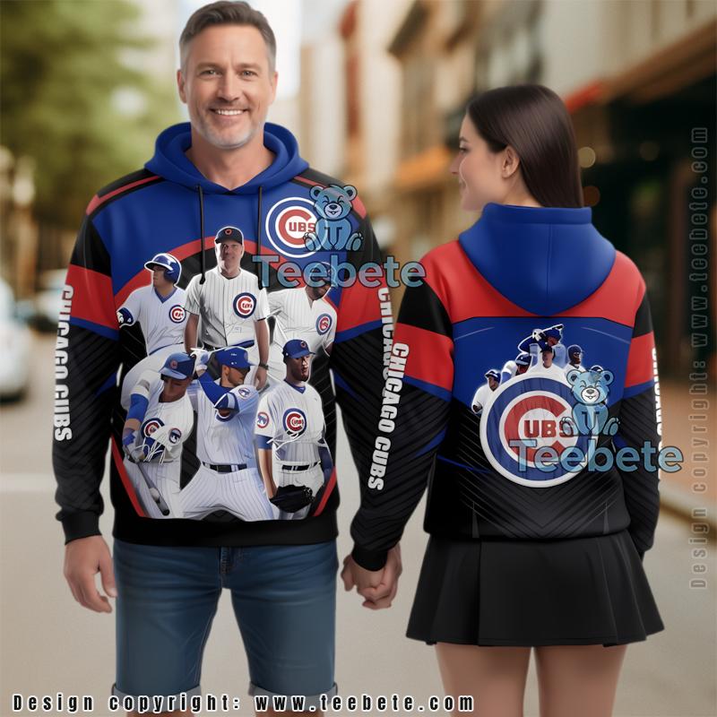 Chicago Cubs Vibrant Team 3D Zip Up Hoodie Blue Unisex