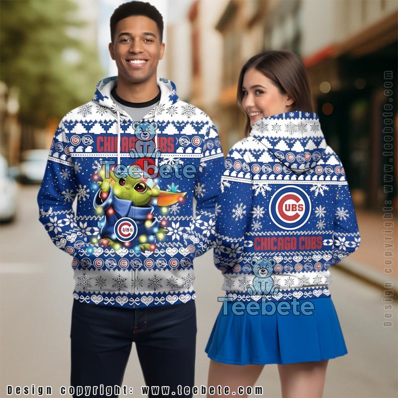 Chicago Cubs Vs Baby Yoda Ugly 3D Hoodie Women Blue