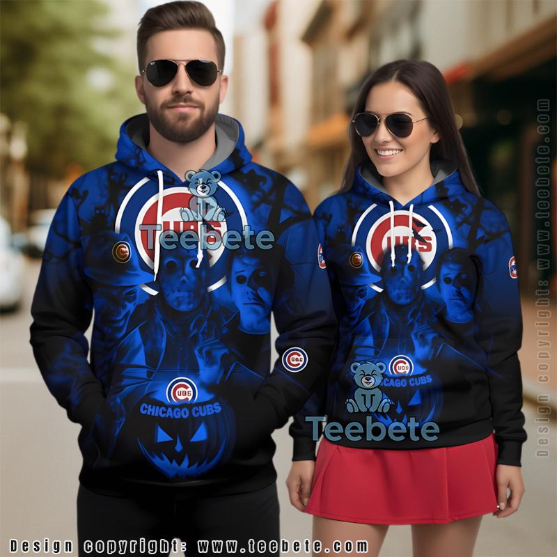 Chicago Cubs Vs Horror Killers 3D Hoodie Blue Youth