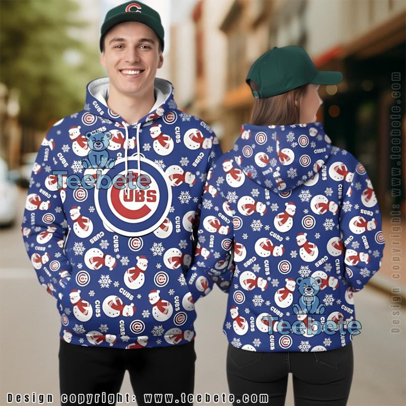 Chicago Cubs Vs Snowman Pattern 3D Hoodie Blue Youth