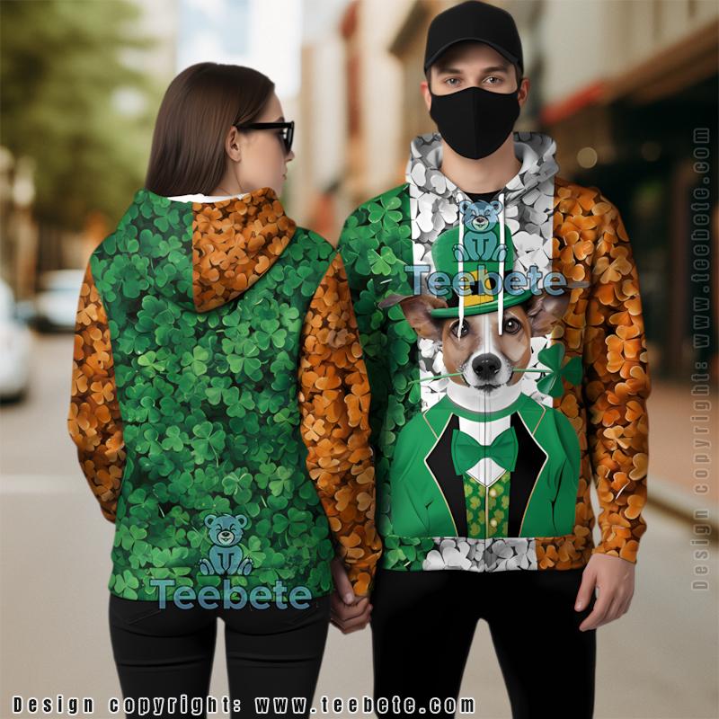 Disney Stitch St Patrick Day 3D Hoodie Green Pullover