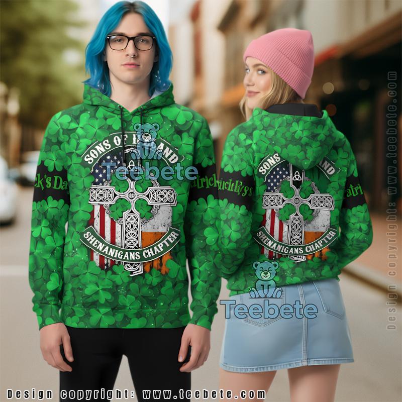 Four Sons Of Ireland St Patrick Day 3D Hoodie Green Art