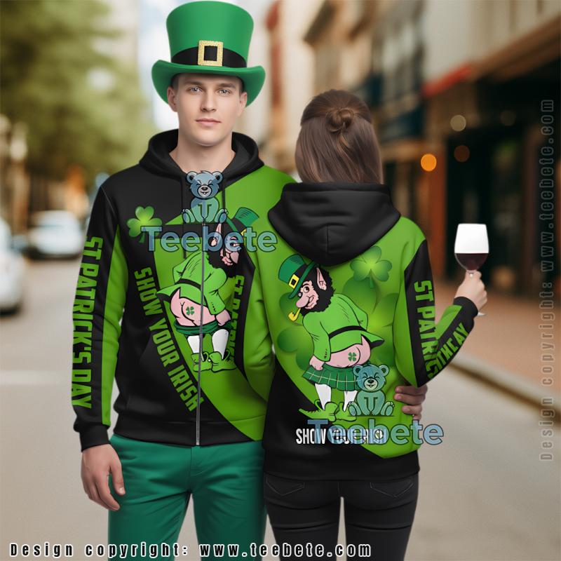 Funny Grinch St Patrick Day 3D Hoodie Green Mens