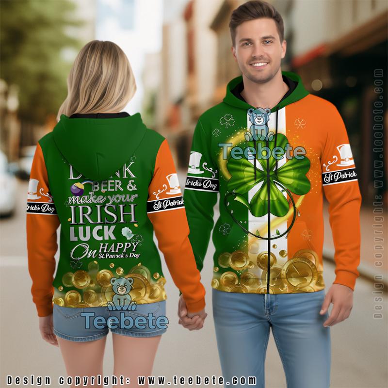 Funny Leprechaun St Patrick Day 3D Hoodie Green Womens Funny Leprechaun St Patrick Day 3D Hoodie Green Womens