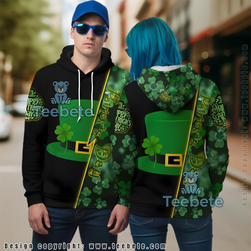 Happy St Patrick Day Hat 3D Hoodie Green Womens
