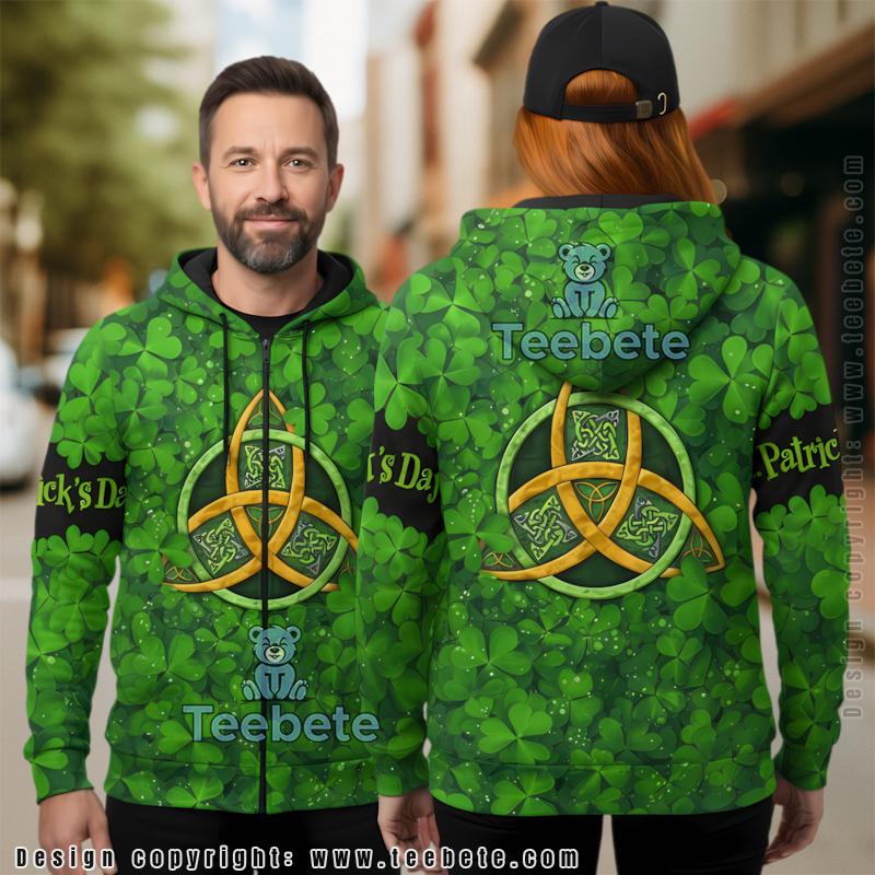 Happy St Patrick Day Shamrock 3D Hoodie Green Horror
