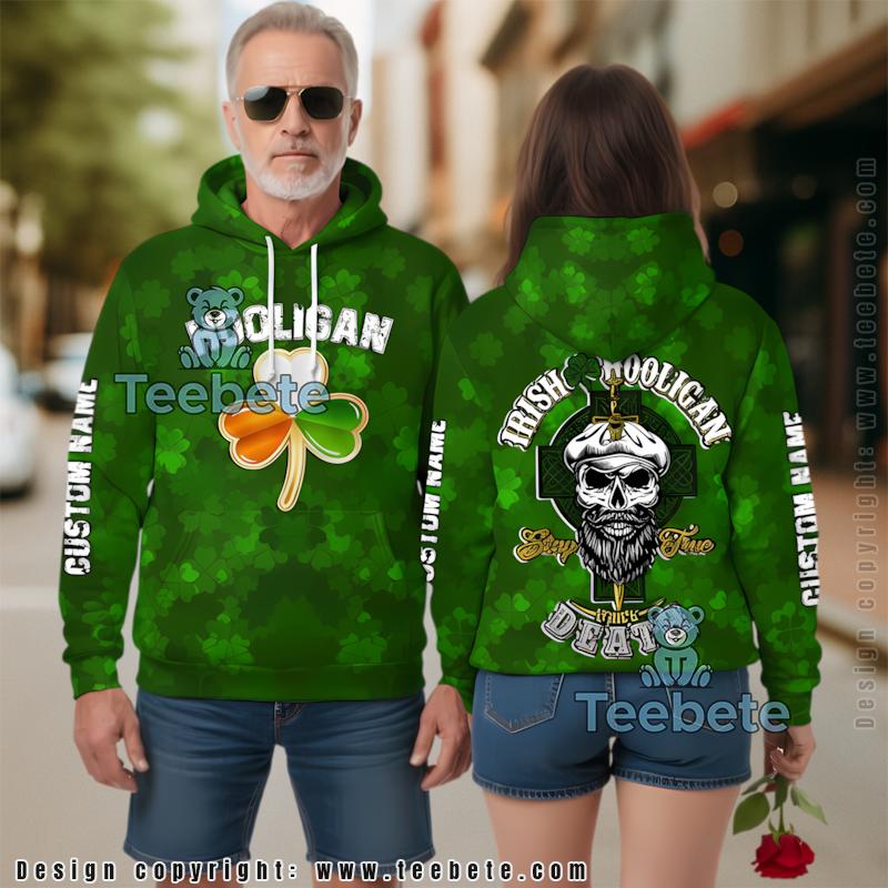 Hooligan Personalized St Patrick Day 3D Hoodie Green Womens