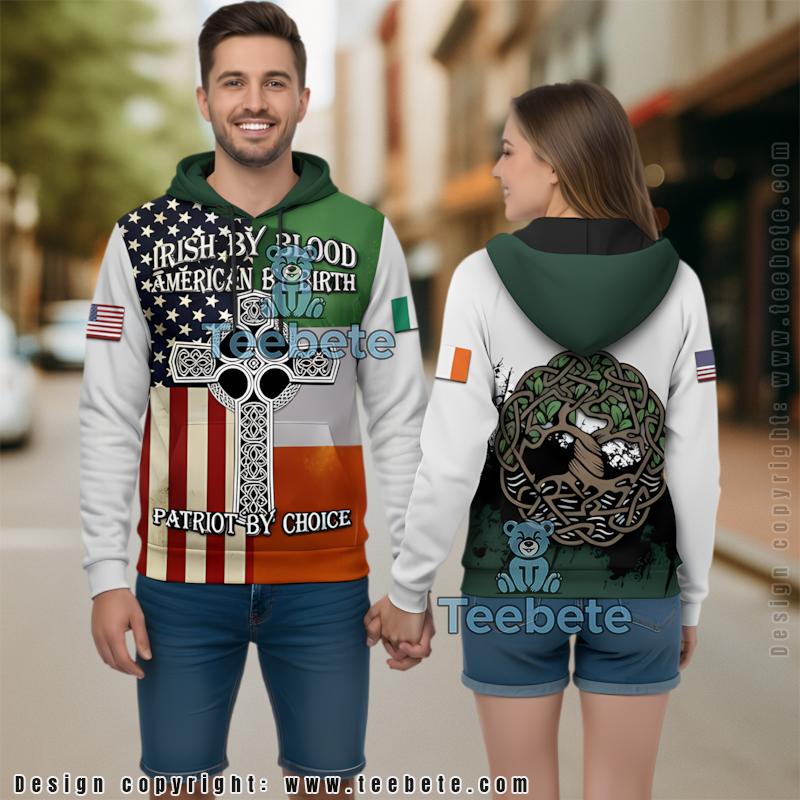 Irish Flag Shamrock St Patrick Day 3D Zip Up Hoodie Green