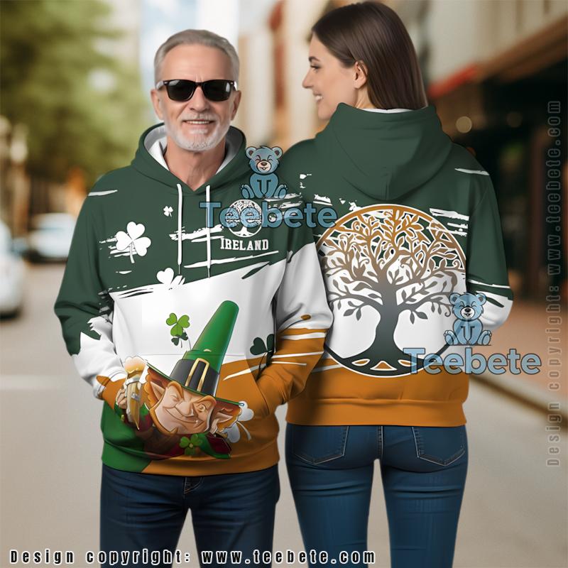 Irish Shamrock St Patrick Day 3D Hoodie Green Design
