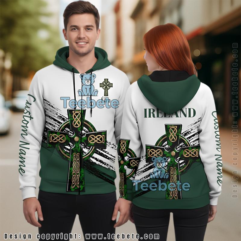 Irish Personalized St Patrick 3D Hoodie White Realistic