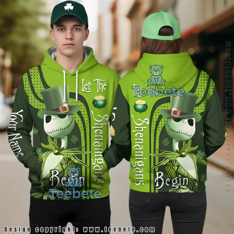 Jack Shenanigans Personalized St Patrick Day 3D Hoodie Green Pullover
